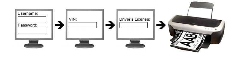 Quick visual of the process of printing a temp tag with the DHSMV certified Florida ETR program for Electronic Temporary Registration
